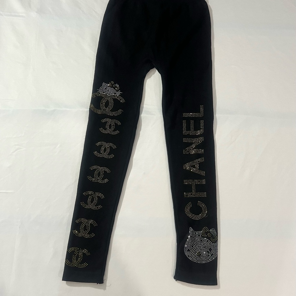 Black Leggings with Silver Detailing